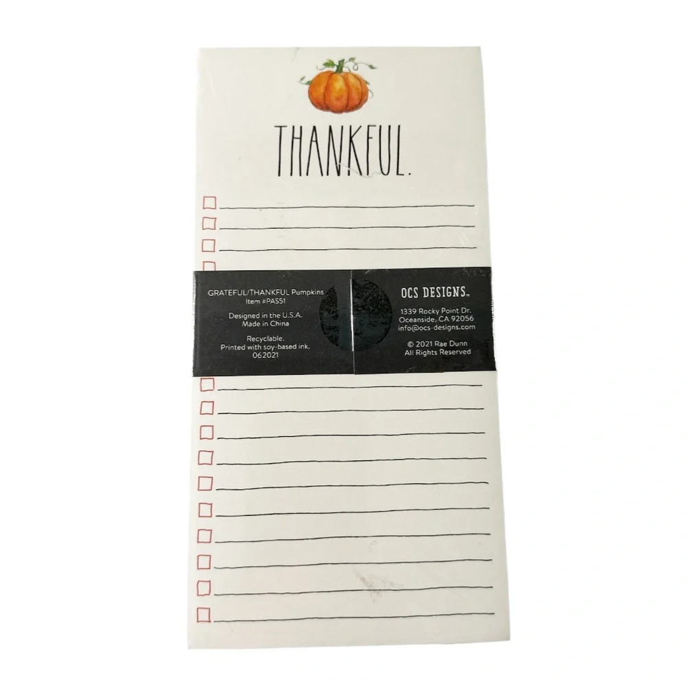 NEW Rae Dunn 🍁GRATEFUL/THANKFUL🍁 Notepad Set/2